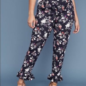 Floral ruffle pants